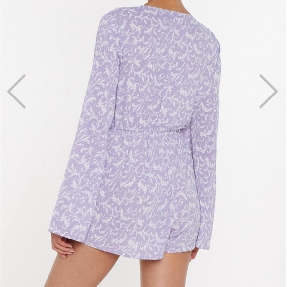 Nasty Gal Lilac Printed Romper boho Y2K - Picture 4 of 4